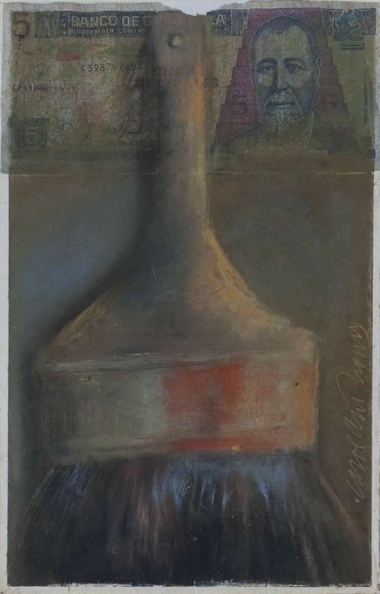 Oil pastel painting of paint brush by Carol Anthony