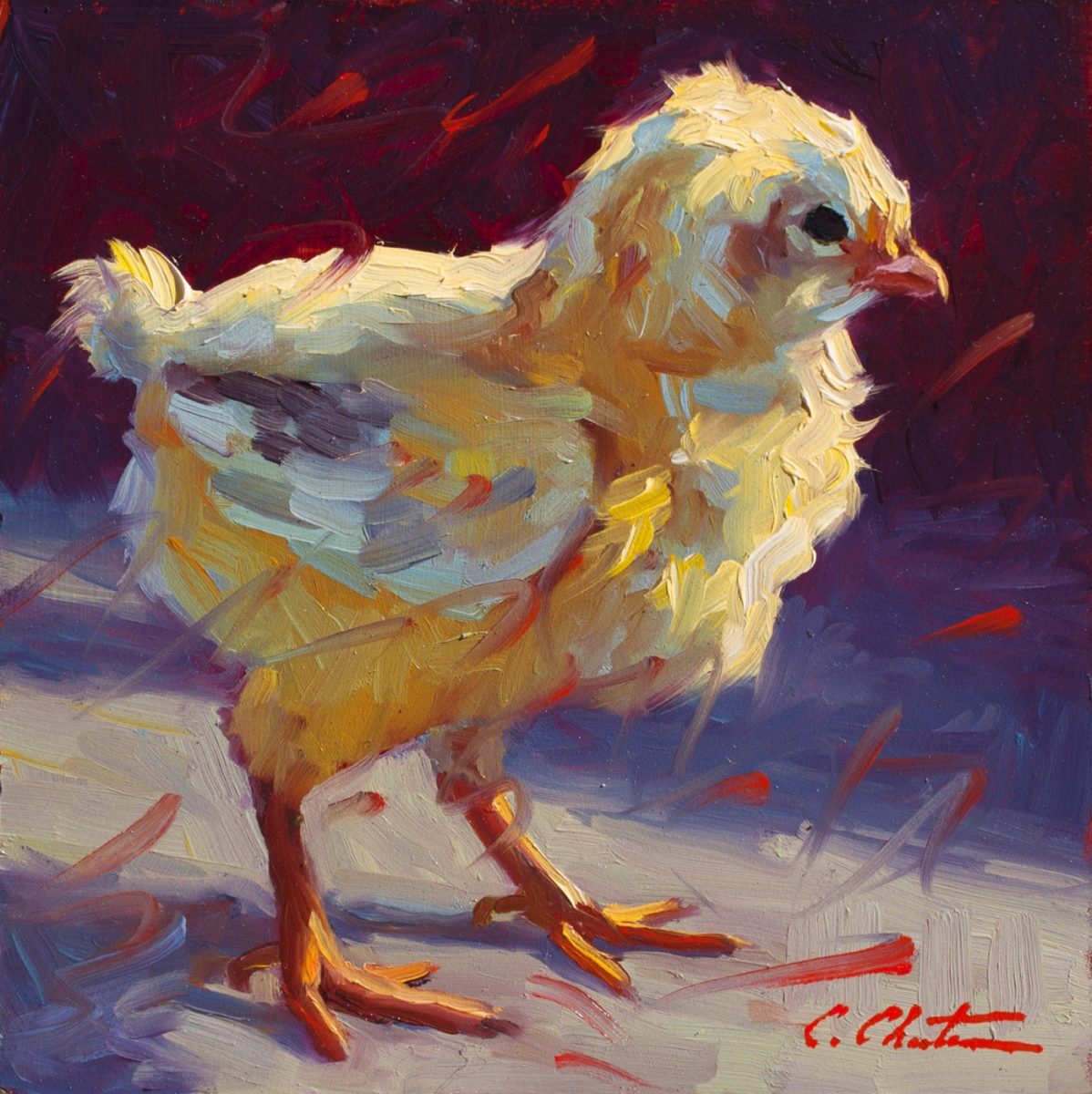 Gusty Chick painting by Cheri Christensen