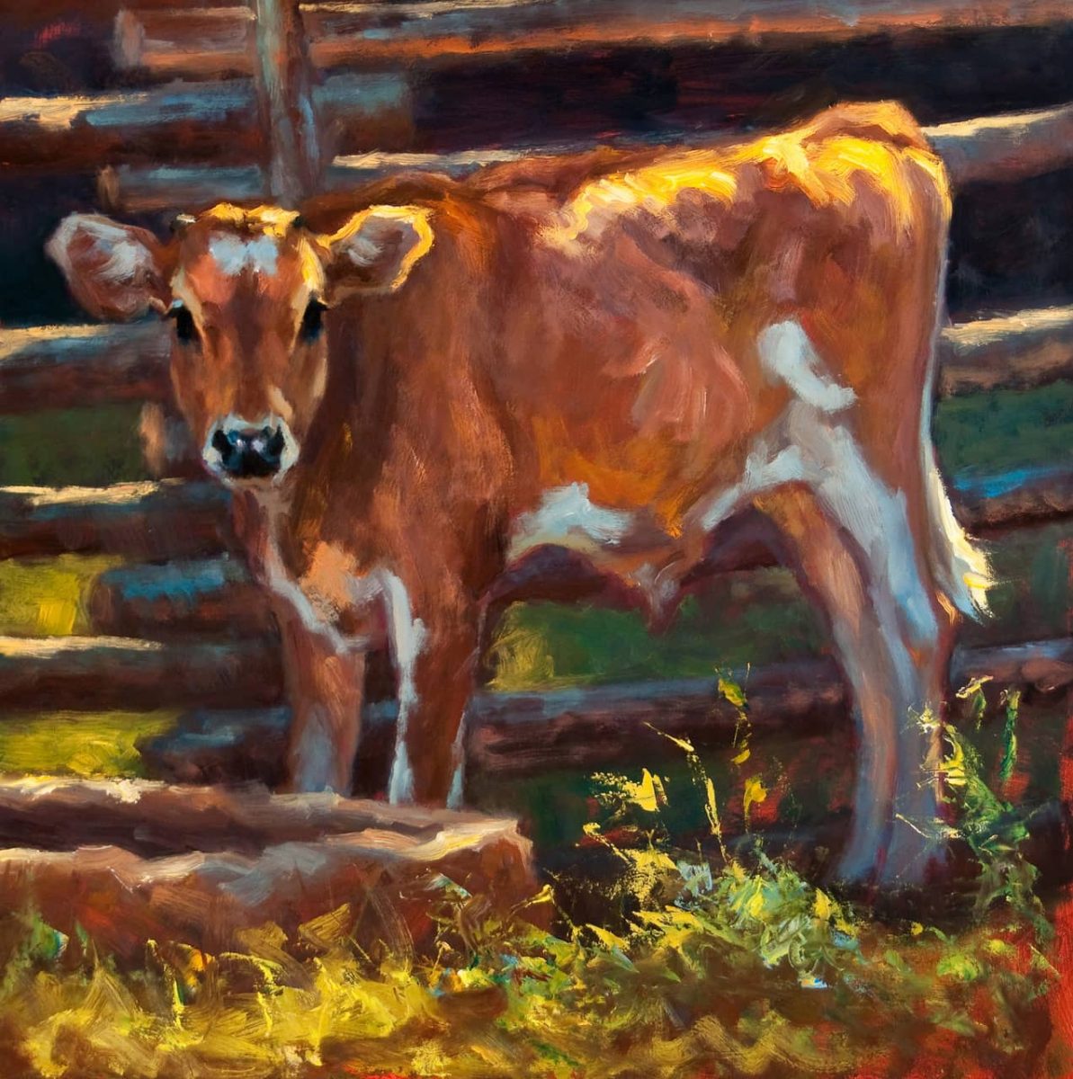 "Innocence of Spring" painting of a calf by artist Cheri Christensen