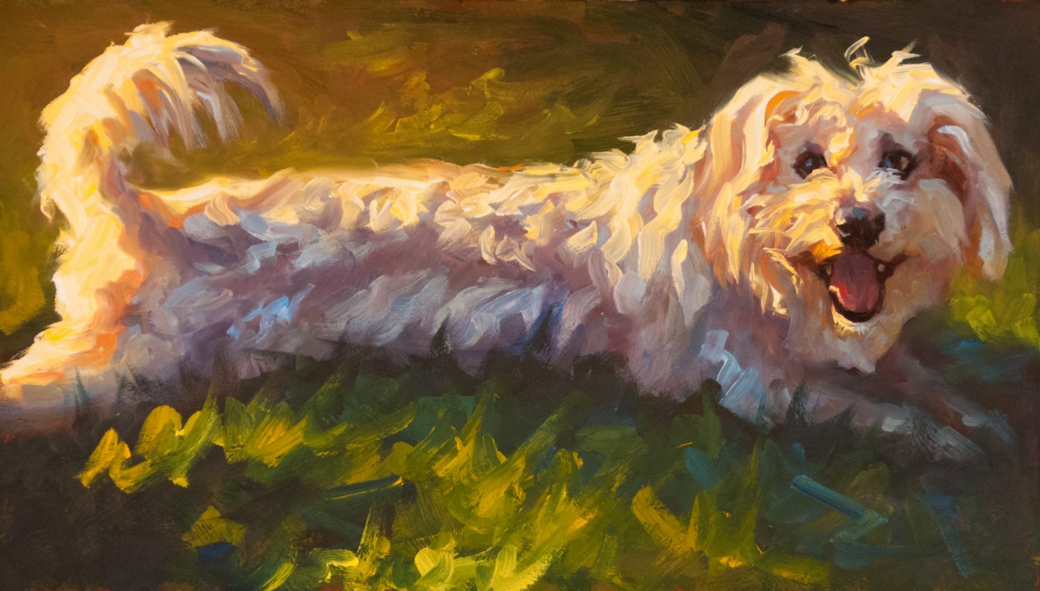 Lucky painting of a dog by artist Cheri Christensen