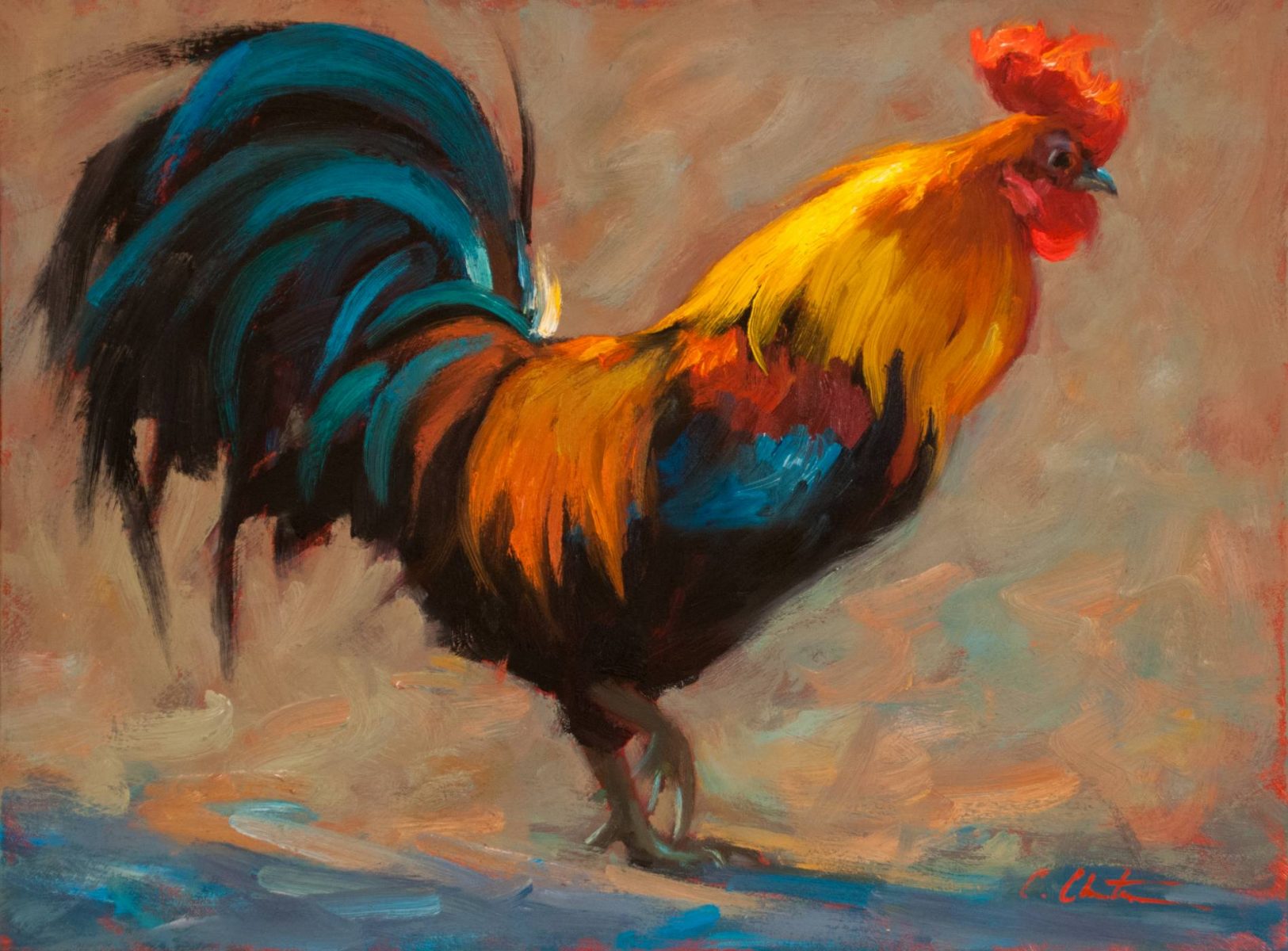 painting of a rooster by Texas artist Cheri Christensen