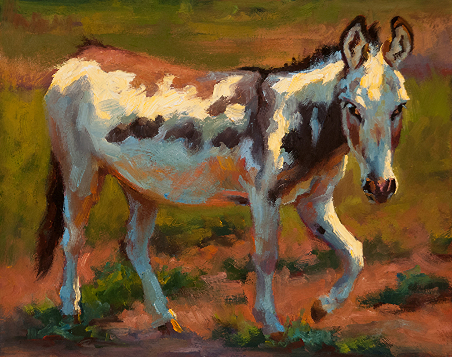 Snickers in the Afternoon donkey painting by Cheri Christensen
