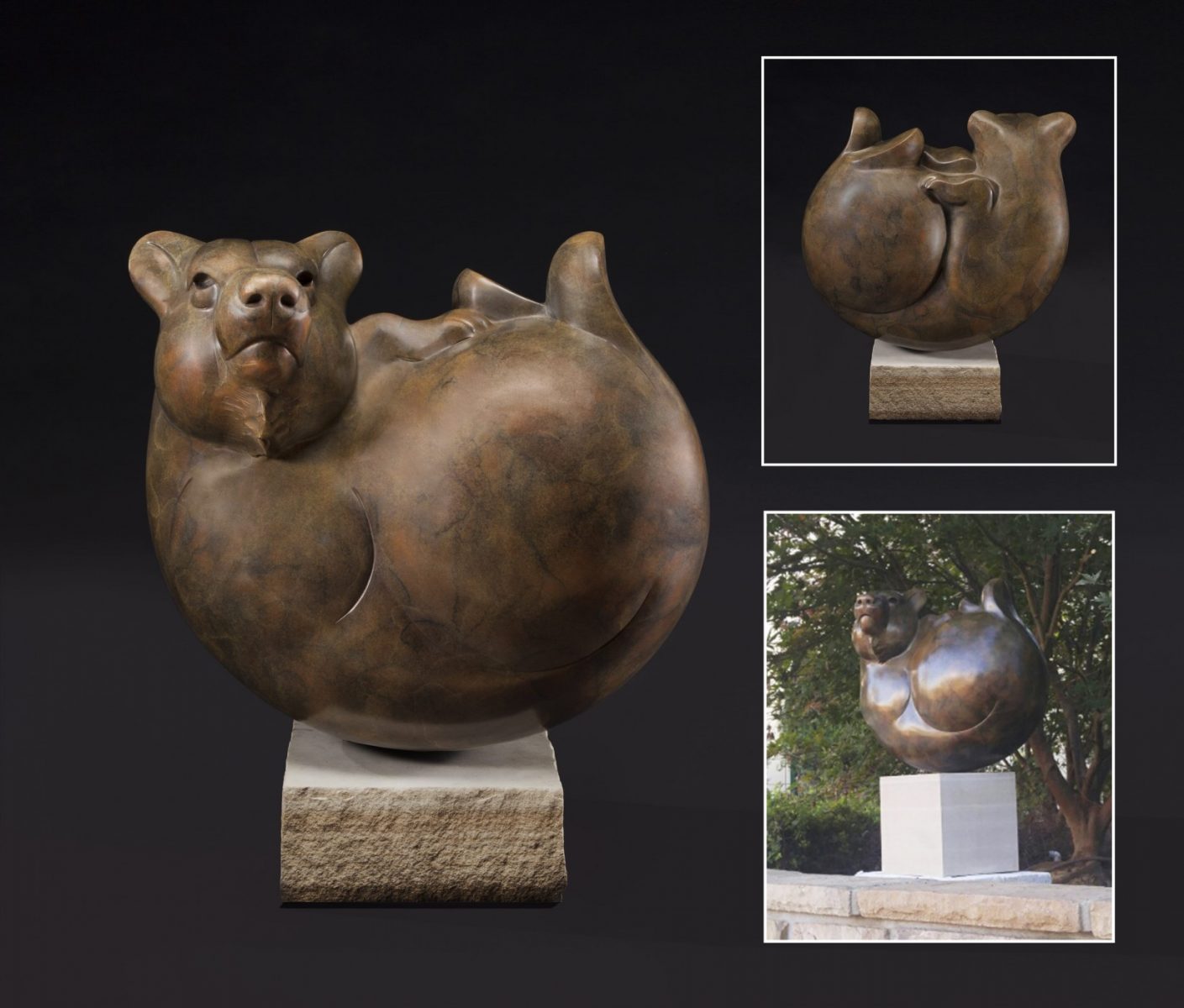 Bear Ball bronze bear sculpture by Tim Cherry