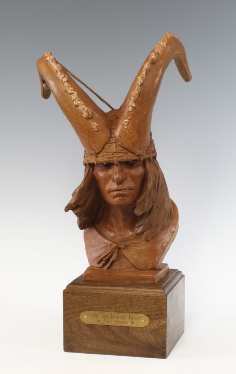 Hopi Two Horned Priest sculpture by Paul Moore