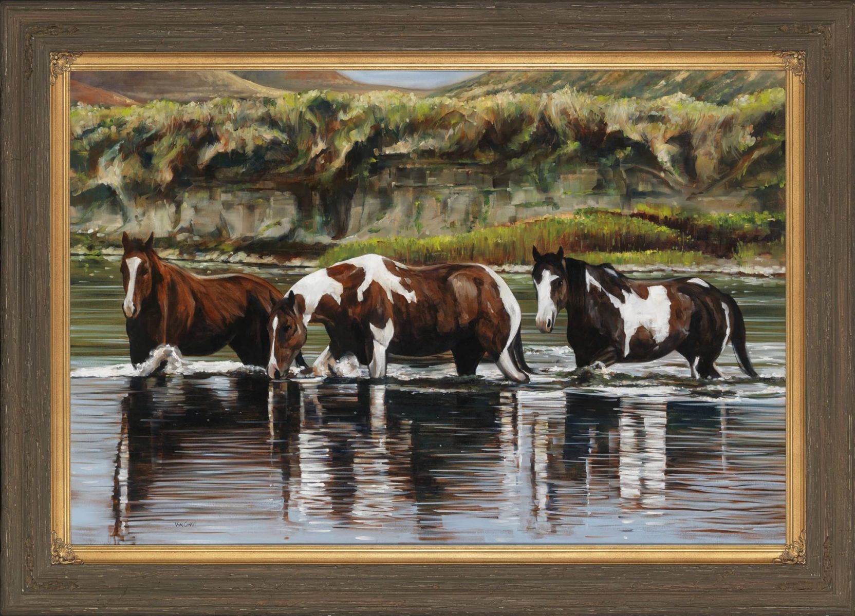 Friendship painting of horses by artist Paul Van Ginkel