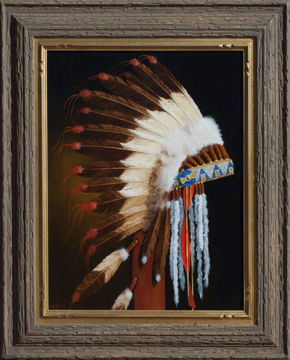 Lakota Sioux headdress painting by Chuck Sabatino