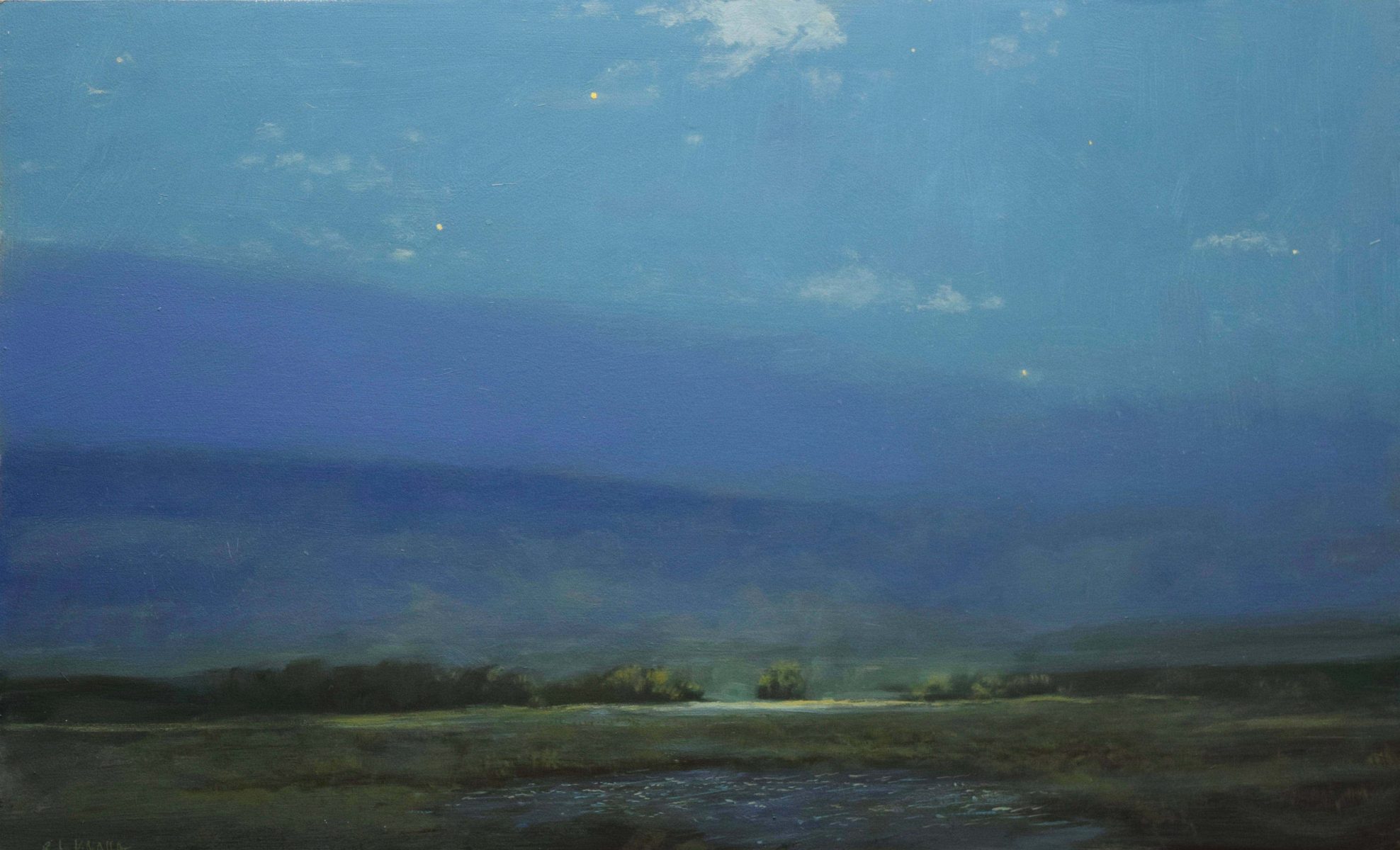 Lunar Light oil landscape painting by Raymond Knaub