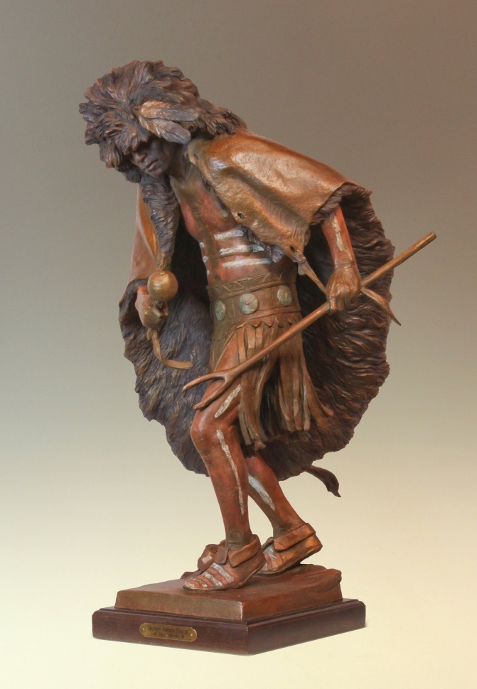 Bronze sculpture of Mandan buffalo dancer by Paul Moore