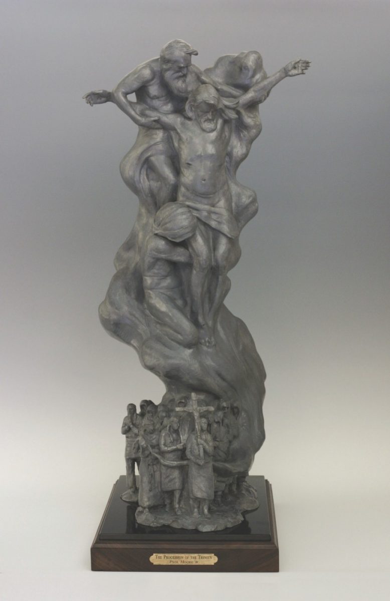 Bronze sculpture of the crucifixion by Paul Moore