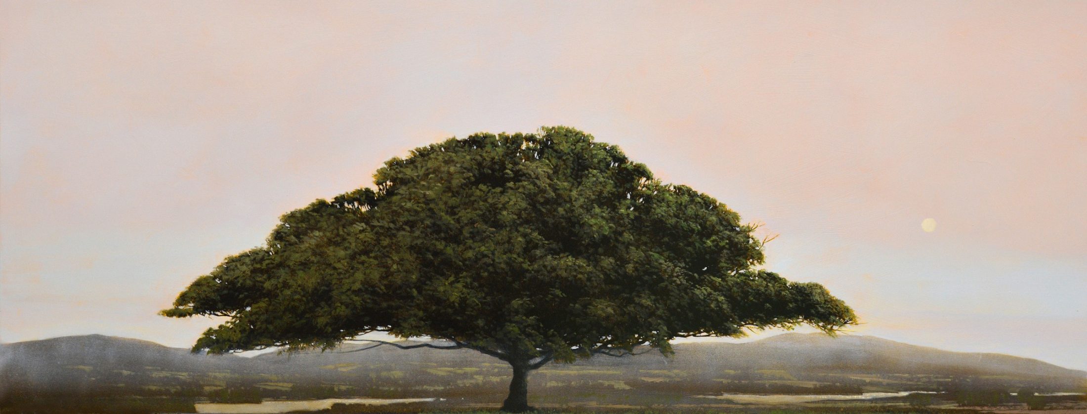 Shanendoah painting of a tree with a pink sky by artist Robert Marchessault