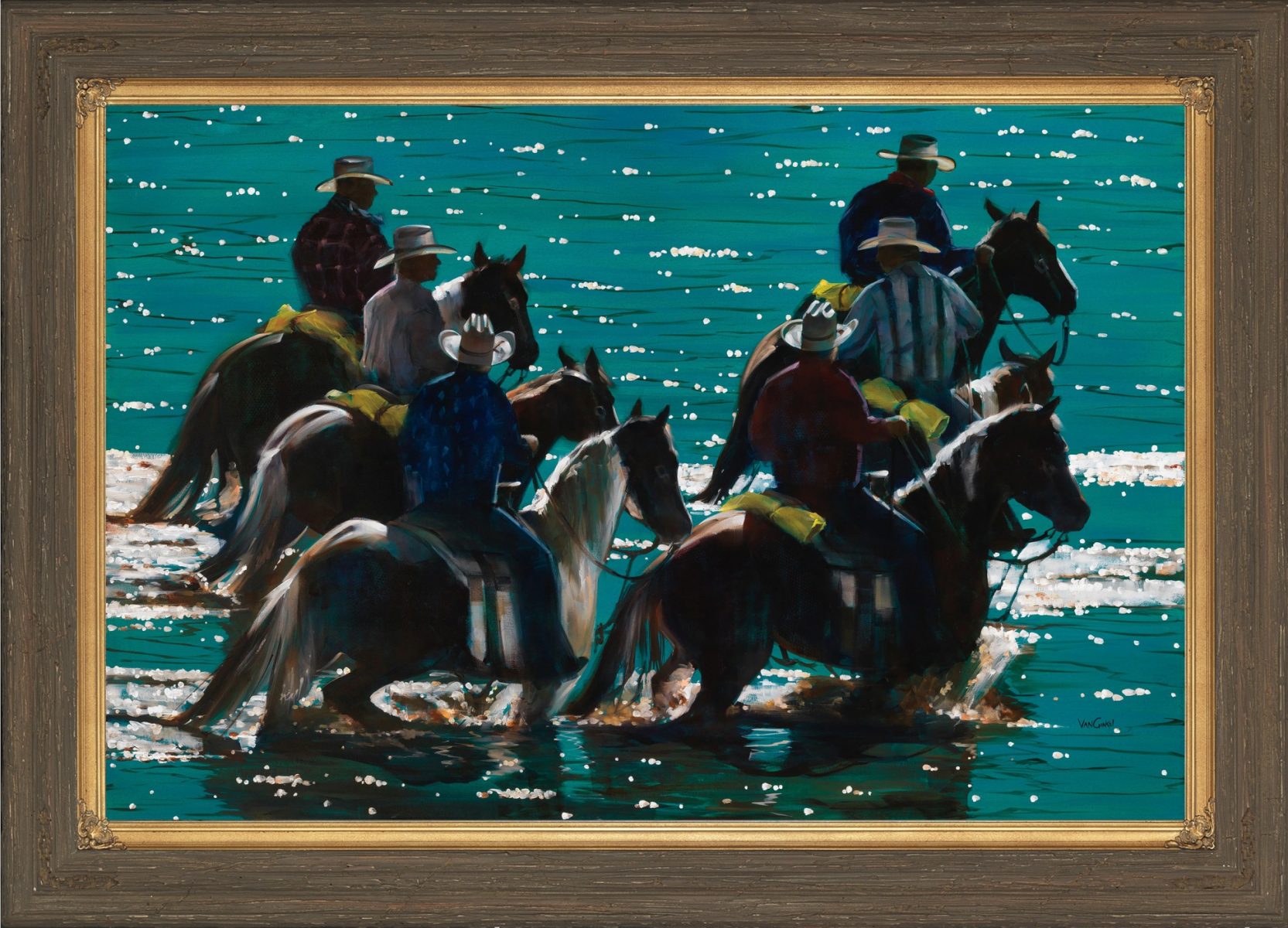 Six on Six turquoise painting by Paul Van Ginkel