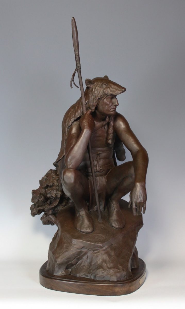 Bronze sculpture of Native American hunter by Paul Moore