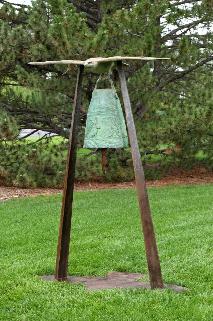 bronze bell sculpture by JG Moore