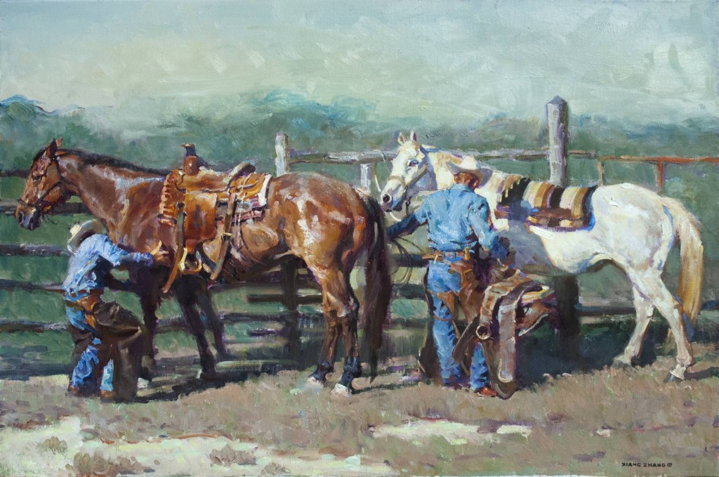 Western oil painting by Chinese cowboy artist Xiang Zhang