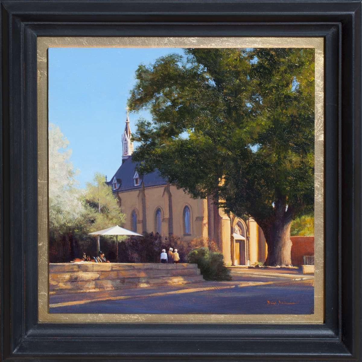 painting of the Loretto Chapel in Santa Fe by Dix Baines