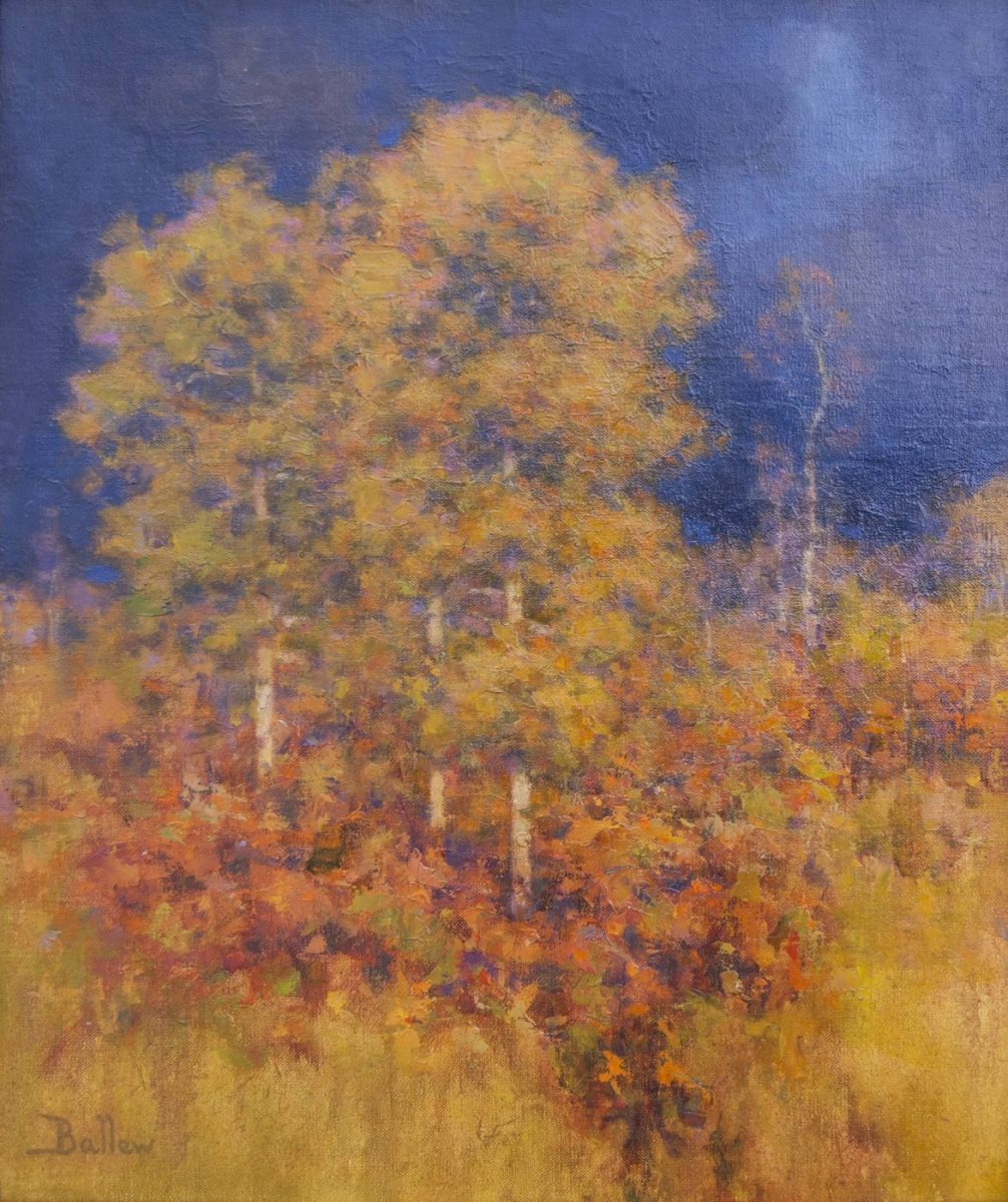 Painting of aspens by oil landscape painter David Ballew