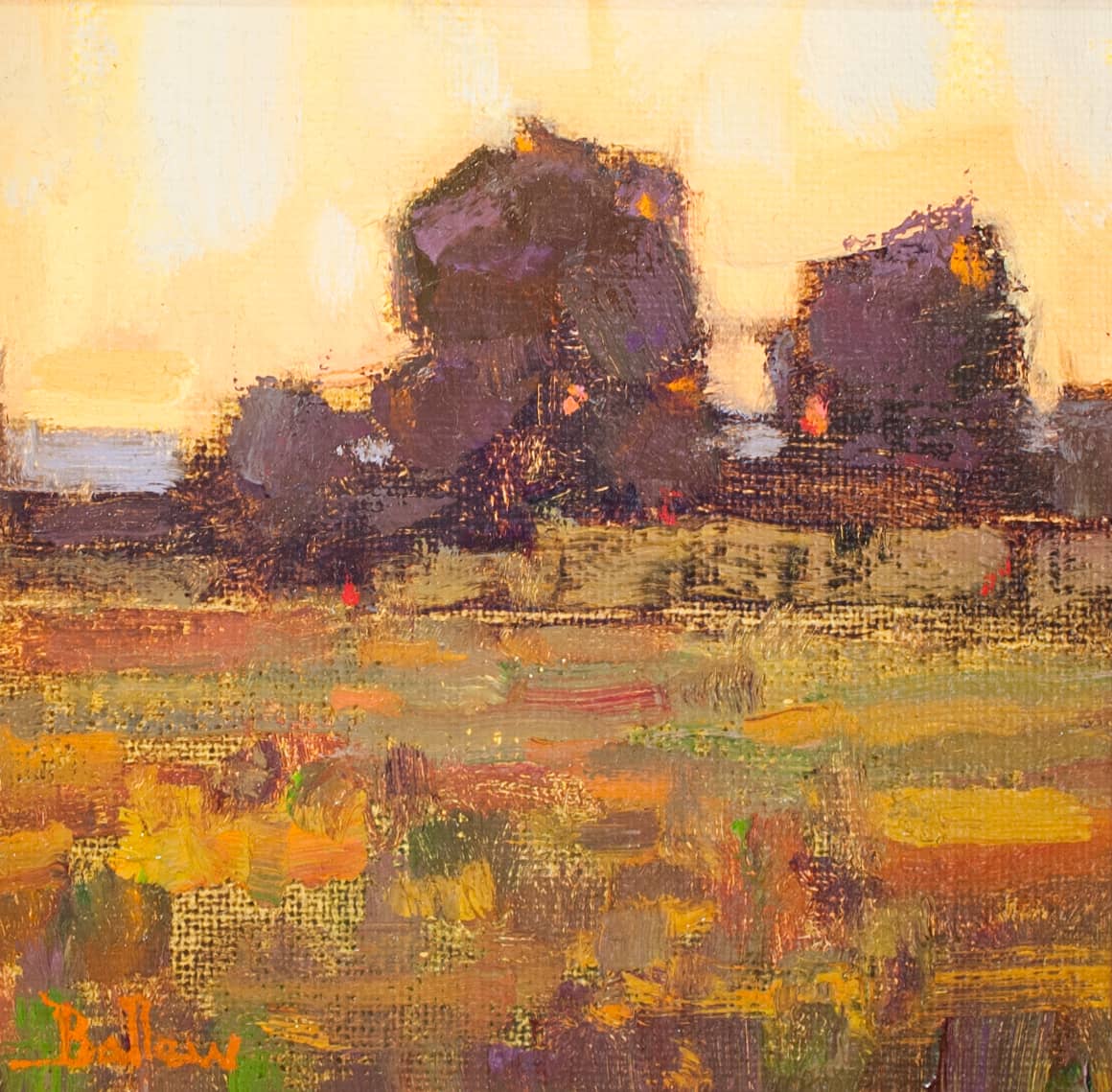 Twilight miniature oil landscape painting by David Ballew
