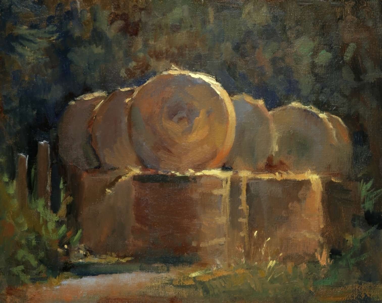 Hay Bales painting by artist Peter Campbel