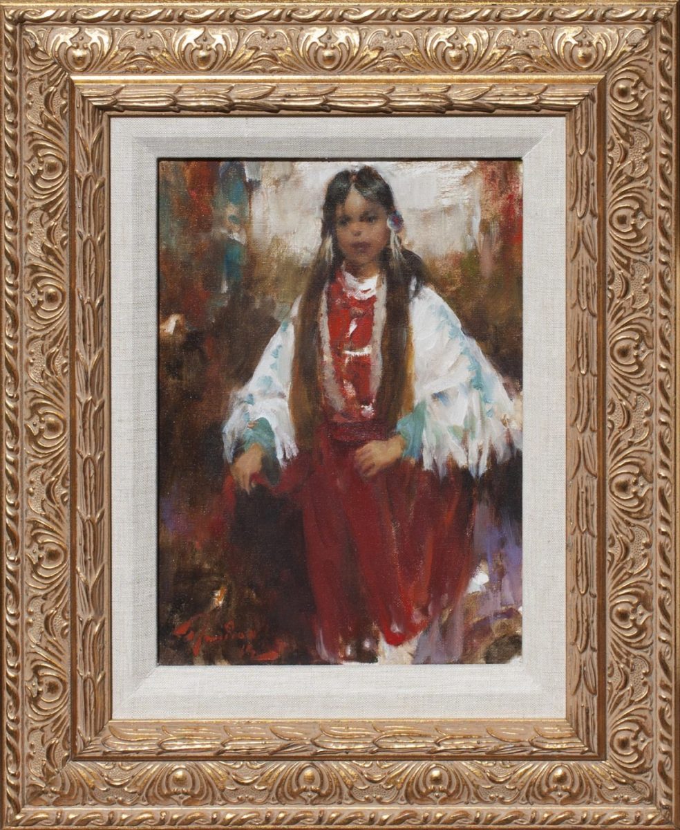 Young Crow Girl painting by artist Ramon Kelley