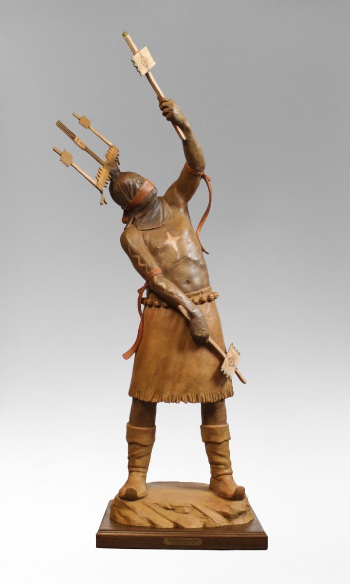Bronze sculpture of Native American contrary by Paul Moore