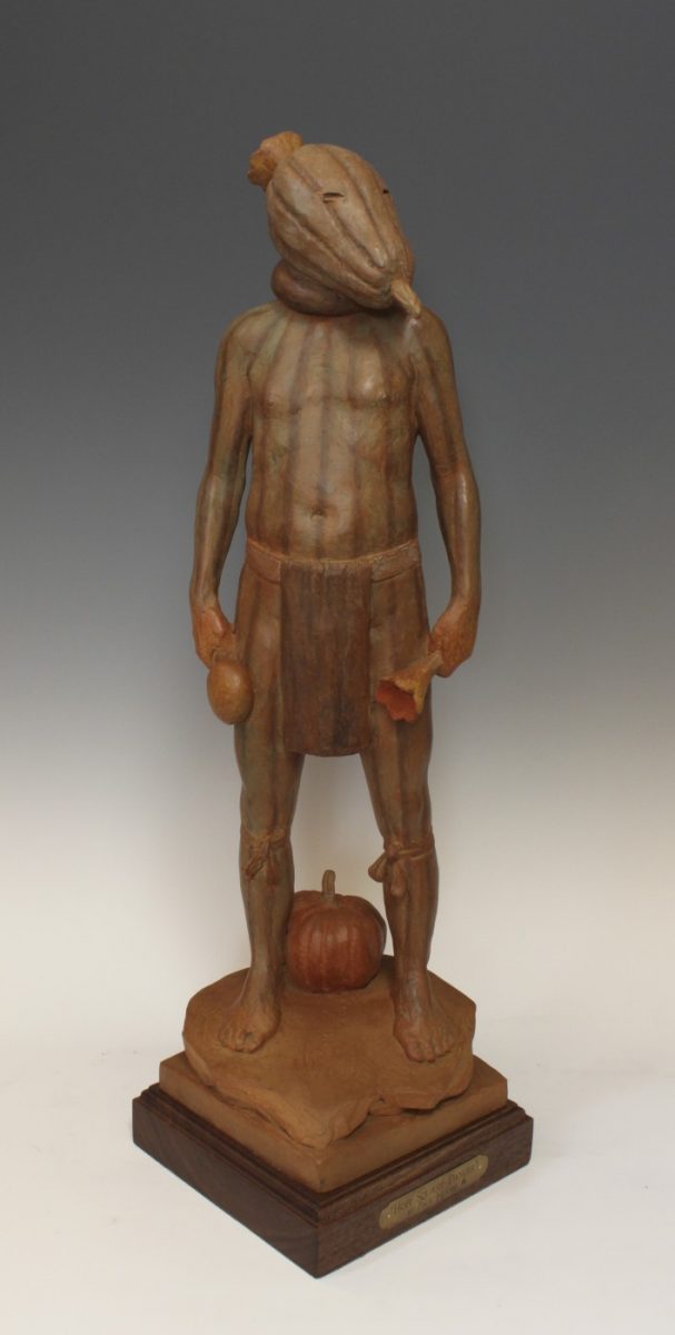 Bronze sculpture of Hopi Native American feast day Squash dancer by Paul Moore