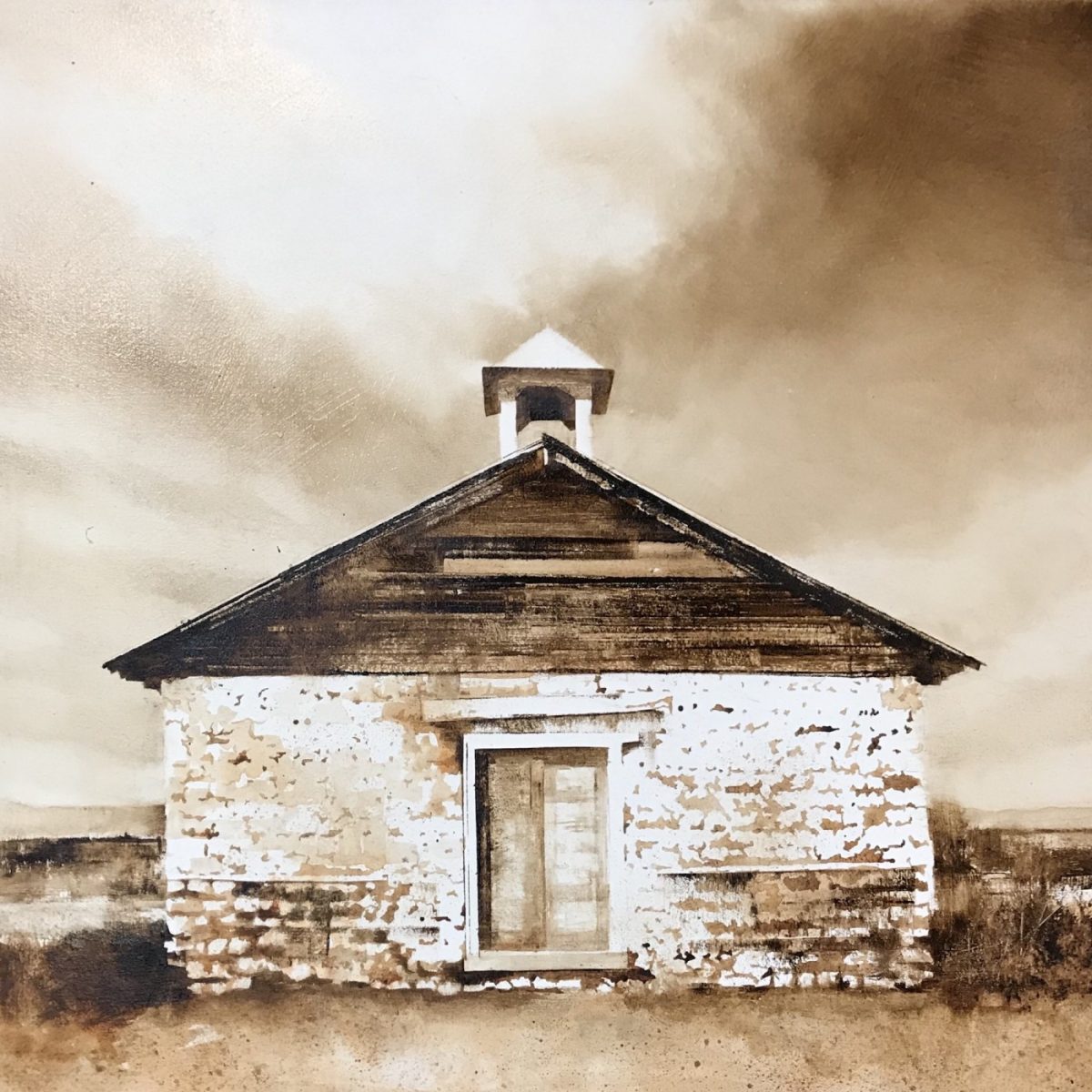 Oil painting of old church in New Mexico by Charlie Hunter