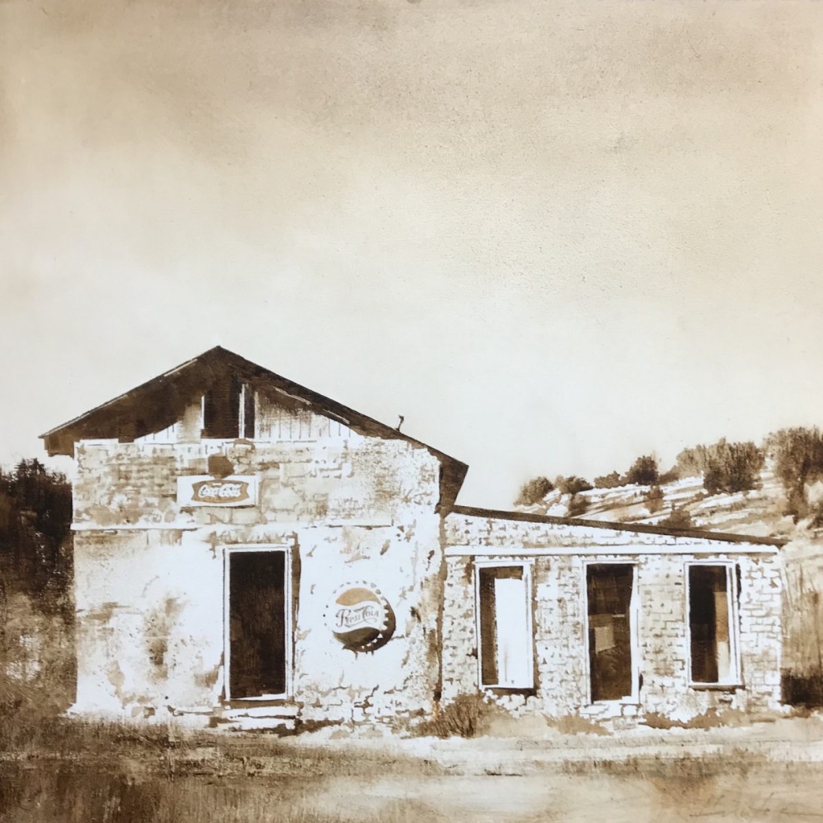 Oil painting of old store in NM by Charlie Hunter