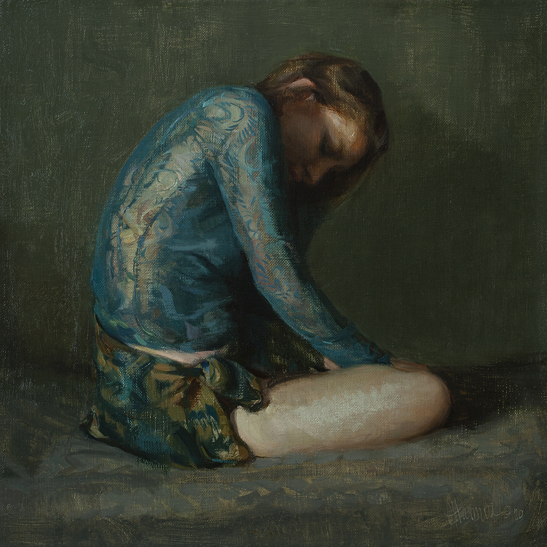 Portrait of woman in the dark by Johanna Harmon