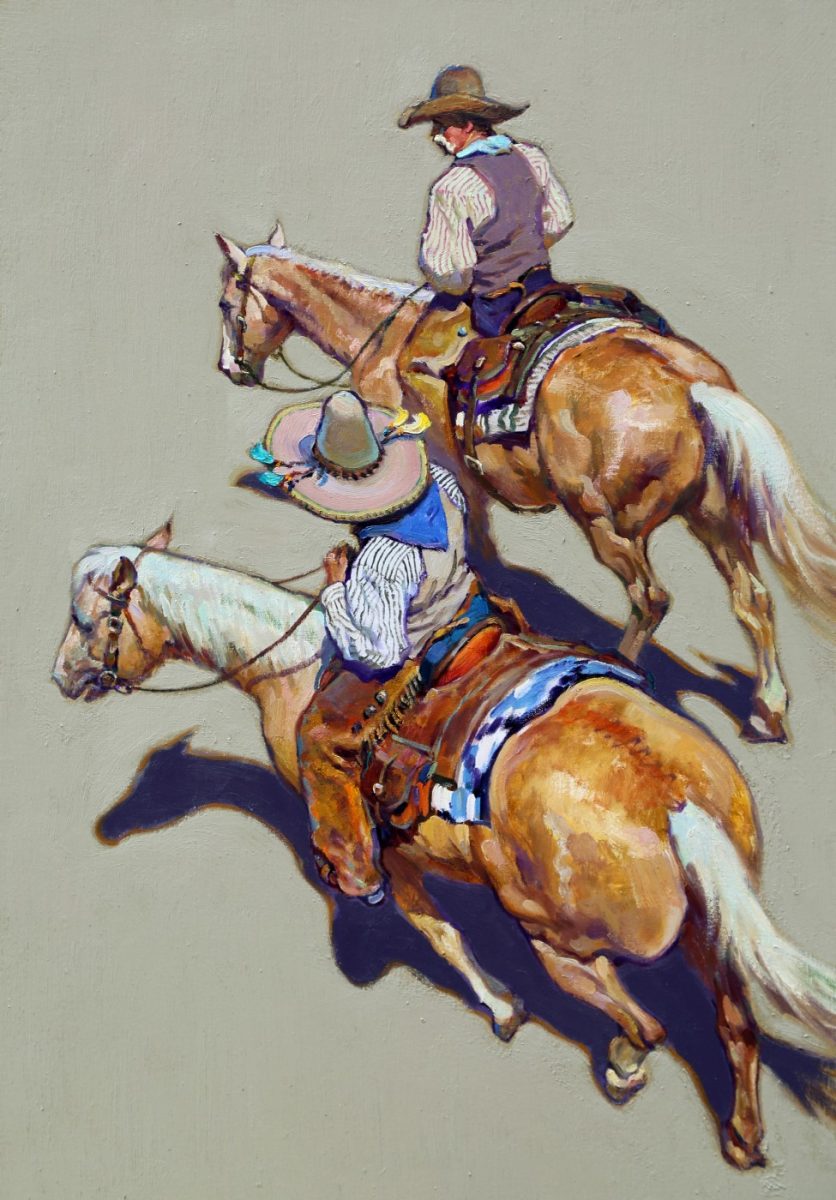 Painting of two horseback riders by Xiang Zhang