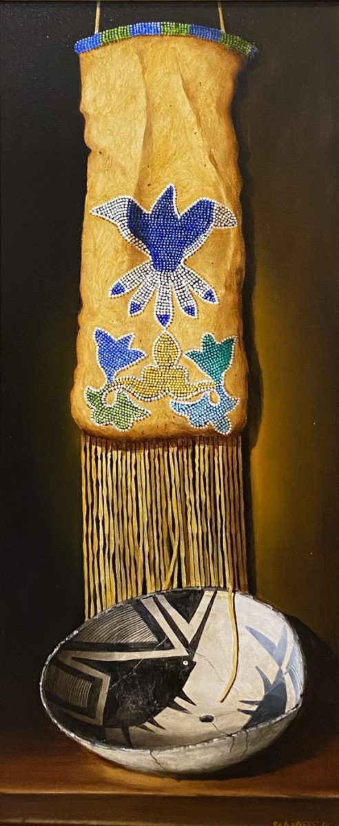 Oil painting of Native American Tobacco bag by Chuck Sabatino