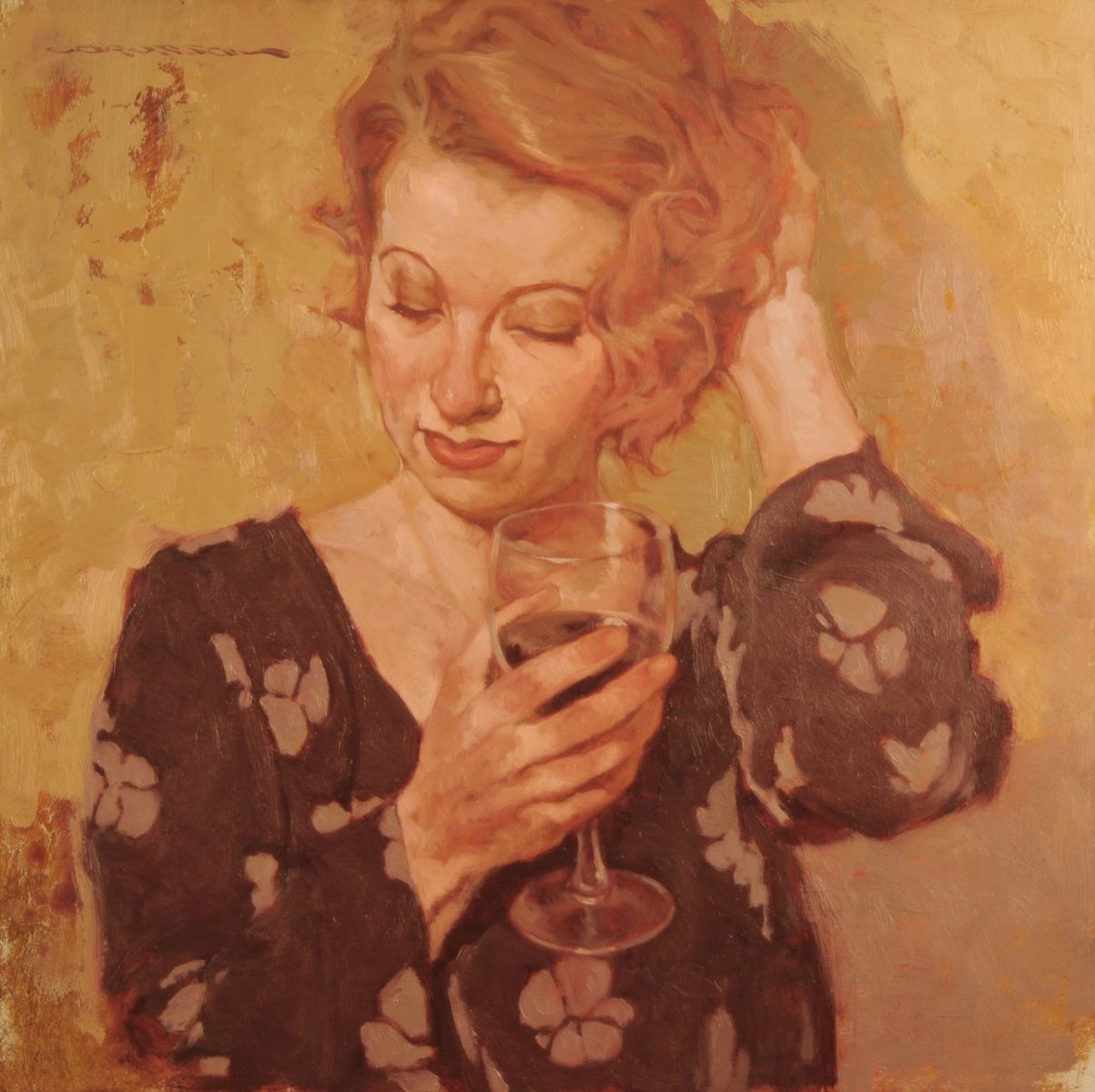 Portrait of woman holding wine glass by Joseph Lorusso