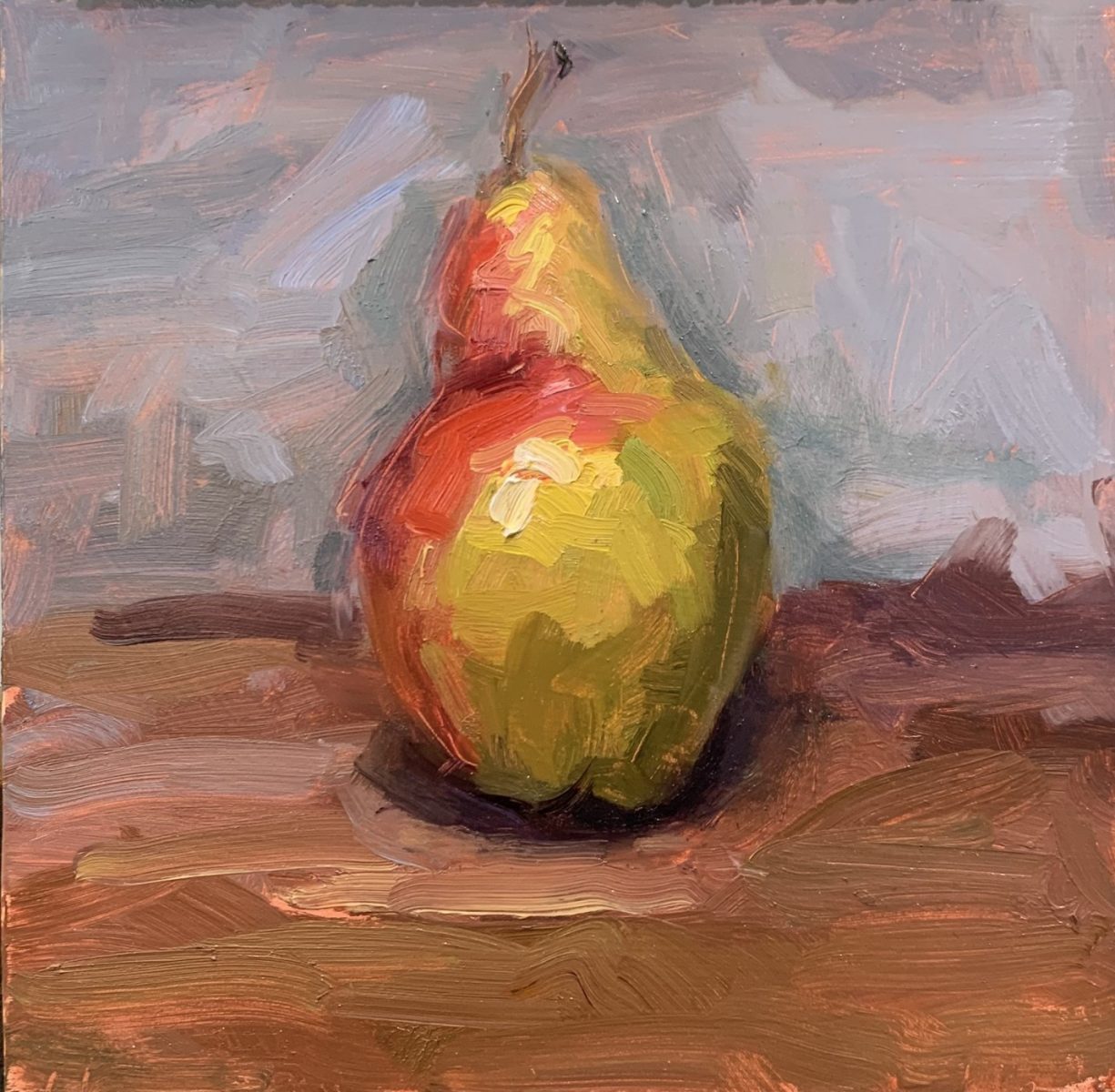 Oil painting of pear by Lael Weyenberg
