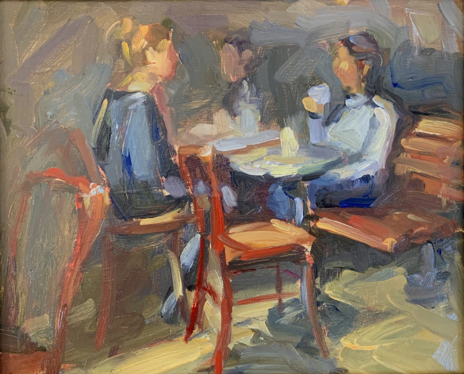 Oil painting of Restaurant scene by Lael Weyenberg