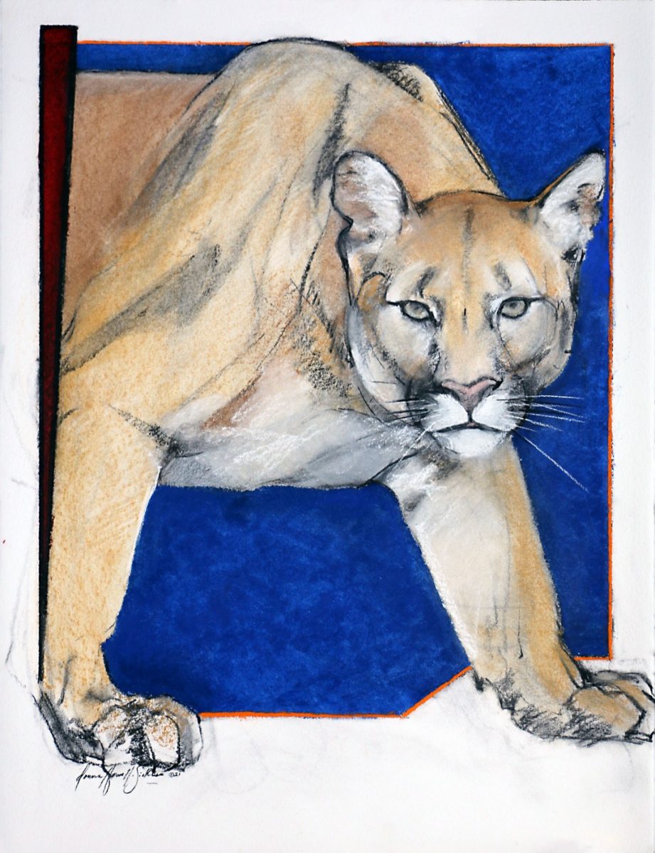 Mixed Media painting of mountain lion by Donna Howell-Sickles
