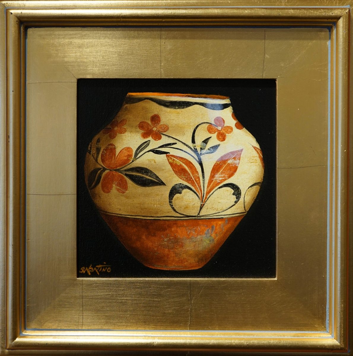 Oil painting of Native American pottery by Chuck Sabatino