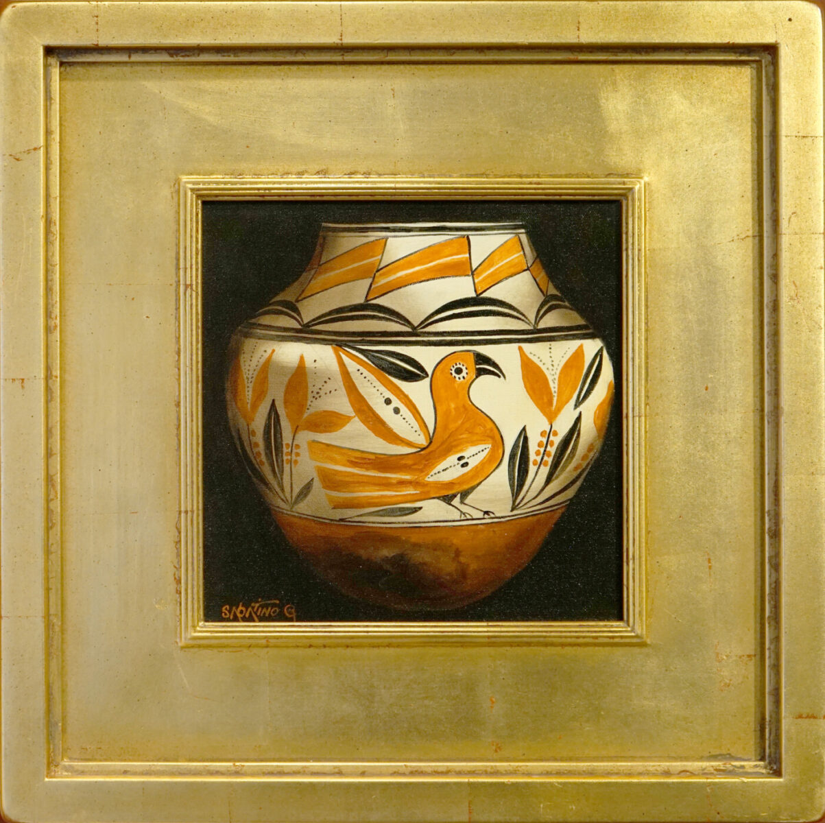 Oil painting of native american pottery by Chuck Sabatino