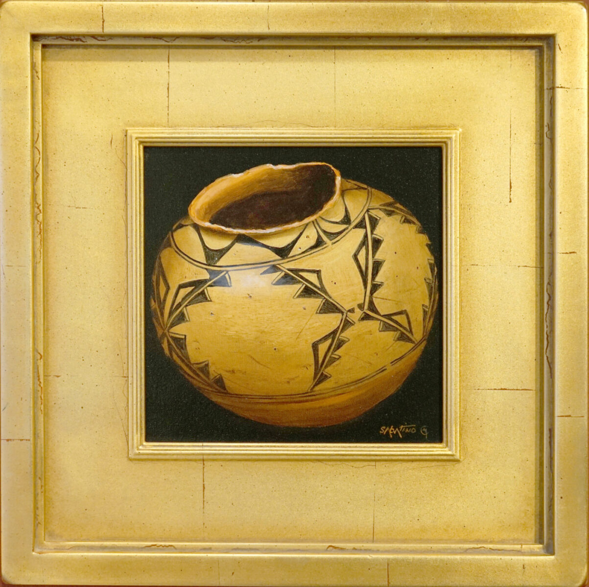 Oil painting of native american pottery by Chuck Sabatino